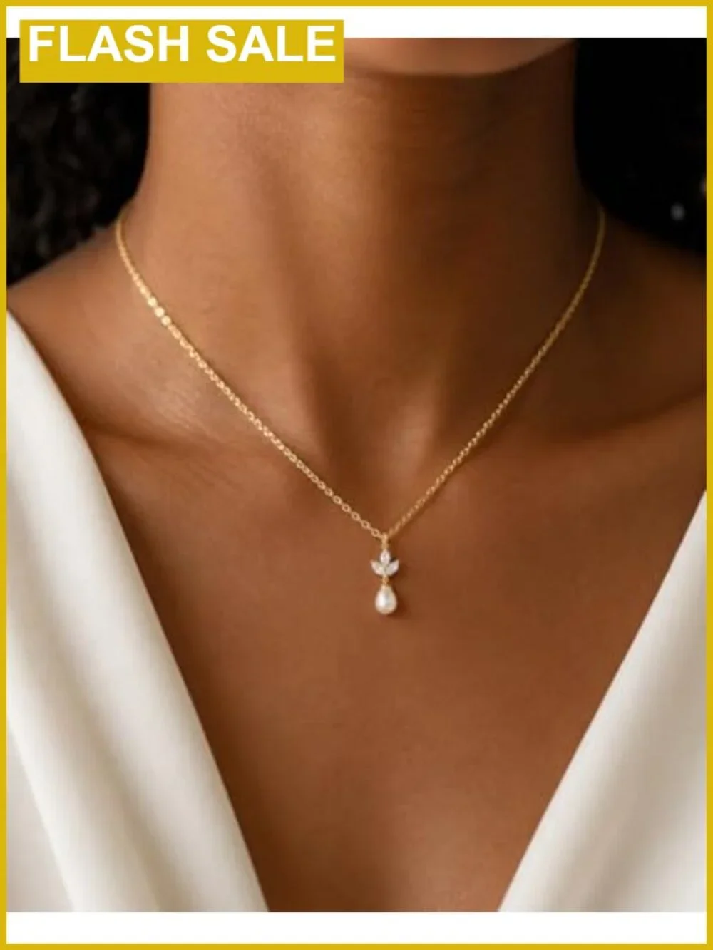 14K Gold-plated Pearl Necklace for Women Dainty 16